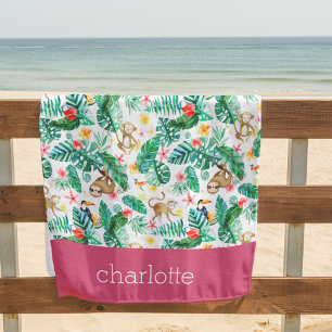 Serviette De Plage Animaux tropicaux colorés de la Jungle Personnalis