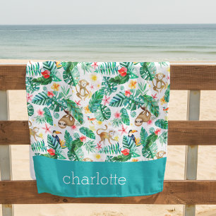 Serviette De Plage Animaux tropicaux colorés de la Jungle Personnalis