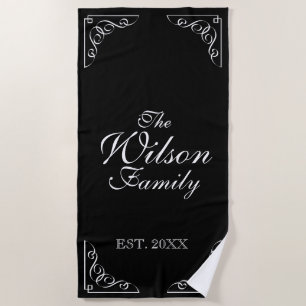 Serviette De Plage Année d'établissement de l'élégant nom de famille 