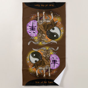 Serviette De Plage Année du bélier chinois Zodiac