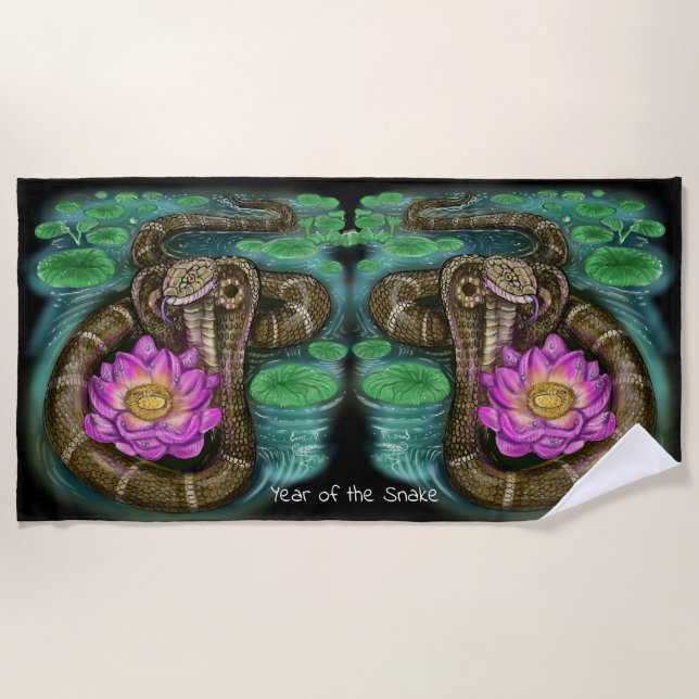 Serviette De Plage Année du serpent chinois Zodiac (Devant)