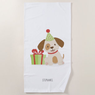 Serviette De Plage Anniversaire du Chiot mignon