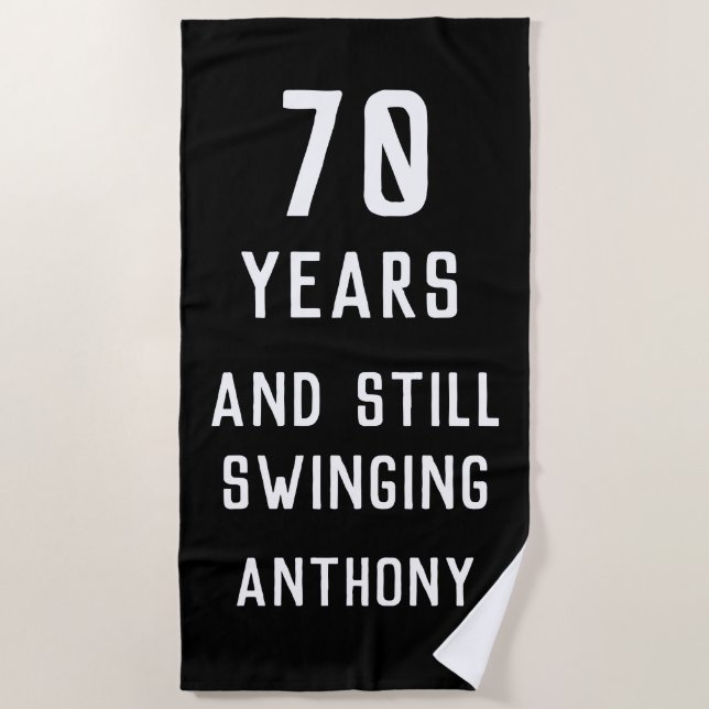 Serviette De Plage Anniversaire Golfer Funny 70e heureux papa Par (Devant)