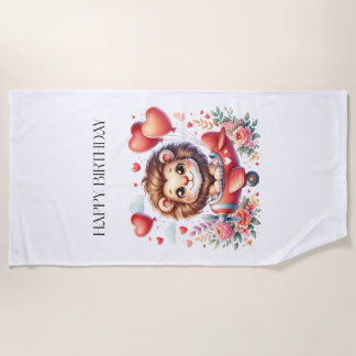 Serviette De Plage Anniversaire Lion Volant
