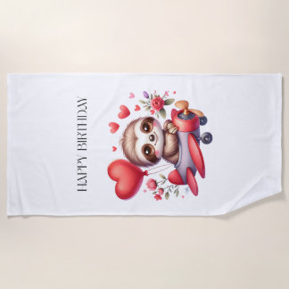 Serviette De Plage Anniversaire Pilote Paresseux