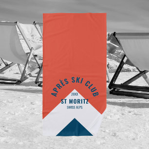 Serviette De Plage Après le club de ski Marine Rouge Style Vintage hi