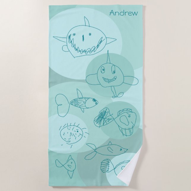Serviette De Plage Aqua Cute Fish (Devant)
