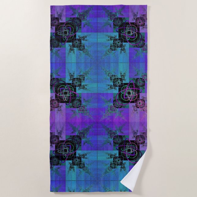 Serviette De Plage Aqua et Lilac Fractal Joy Beach Towne (Devant)