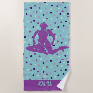 Serviette De Plage Aqua et Purple nage synchronisée Personnalisée