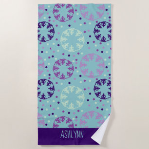 Serviette De Plage Aqua et Purple nage synchronisée Personnalisée