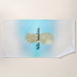 Serviette De Plage Aqua White Tie Dye Or Ananas