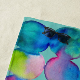 Serviette De Plage Aquarelle bleu ciel taches art style plage