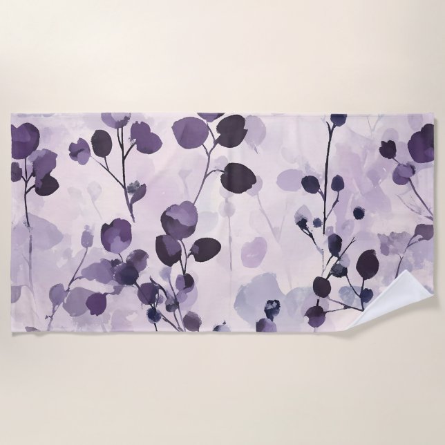 Serviette De Plage Aquarelle de lavande Eucalyptus Floral (Devant)