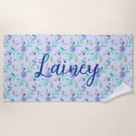 Serviette De Plage Aquarelle de plage violet Floral