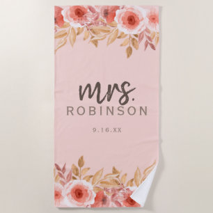 Serviette De Plage Aquarelle Florale Mme Date
