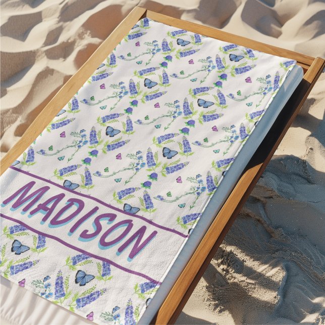 Serviette De Plage Aquarelle florale talon haut avec papillons (Créateur téléchargé)