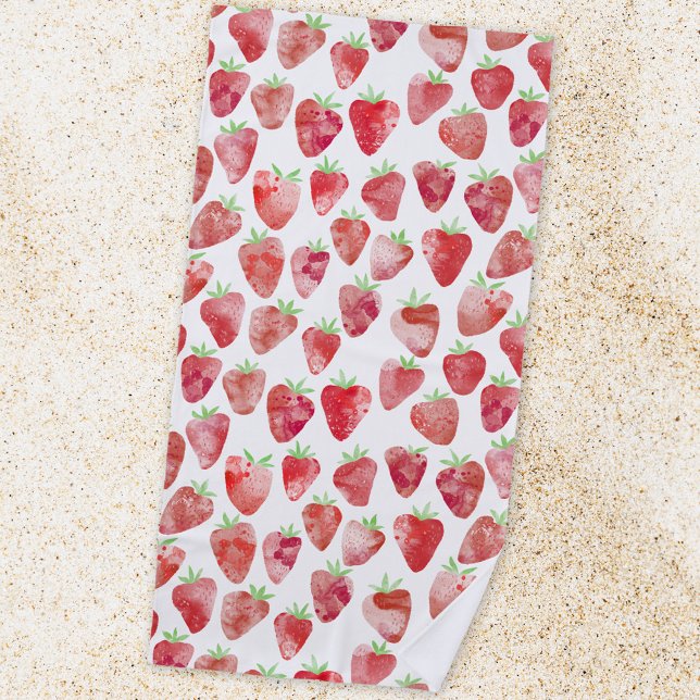 Serviette De Plage Aquarelle fraise (Créateur téléchargé)