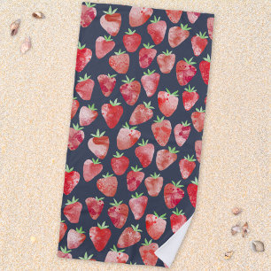 Serviette De Plage Aquarelle fraise Fruit foncé