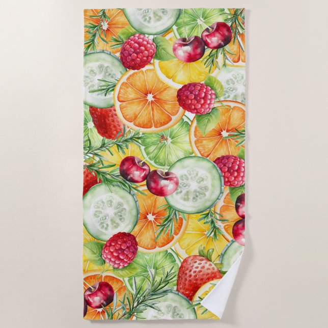 Serviette De Plage Aquarelle Fruit d'été (Devant)