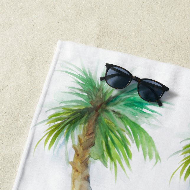 Serviette De Plage Aquarelle Palm Tree Beach Towel (En situation)