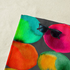 Serviette De Plage Aquarelle rainbow spots art style plage