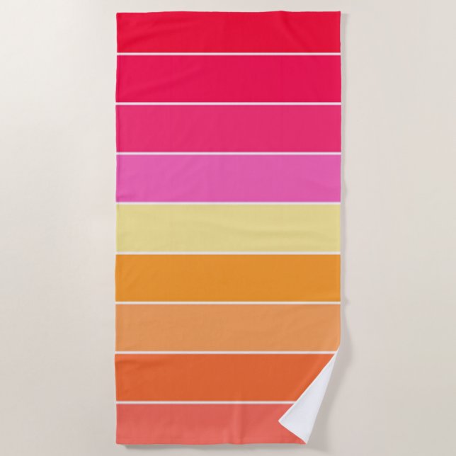 Serviette De Plage Aquarelle rose, orange et jaune (Devant)