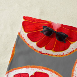 Serviette De Plage Aquarelle rose pamplemousse tranche art style plag