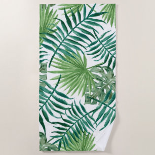 Serviette De Plage Aquarelle Tropical Palm Leaf Weekend Beach Towne