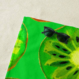 Serviette De Plage Aquarelle vert kiwi tranche art style plage