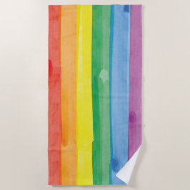 Serviette De Plage Aquarelles Arc-en-ciel de la Fierté