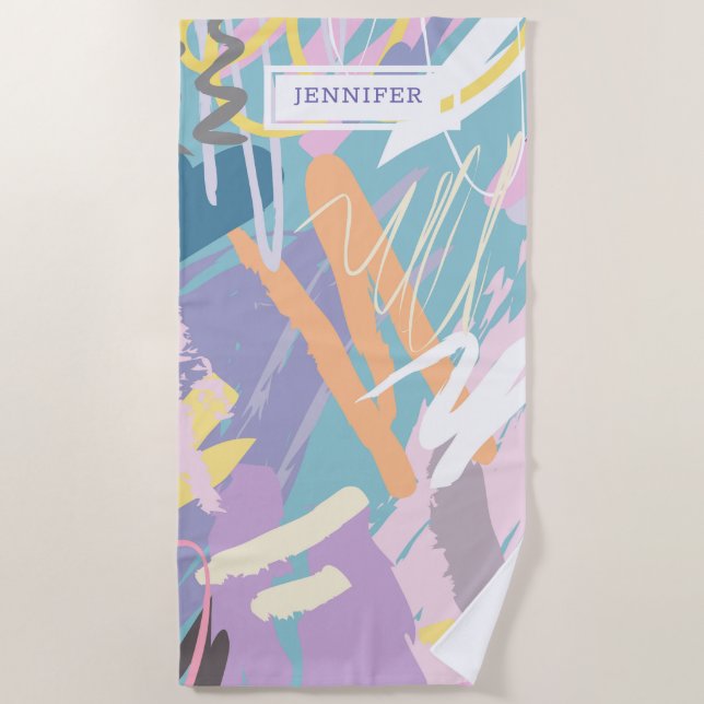 Serviette De Plage Aquarelles douces coups de pinceau arrière - plan  (Devant)