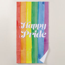 Serviette De Plage Aquarelles Happy Pride Arc-en-Ciel