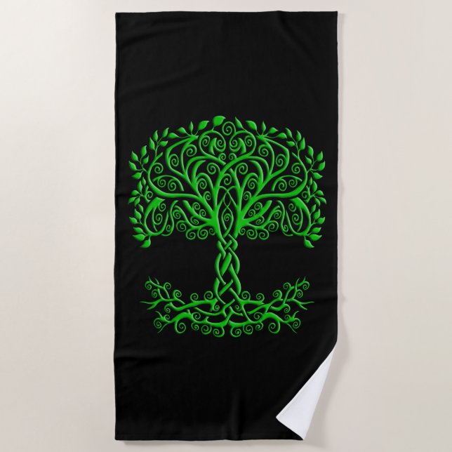 Serviette De Plage Arbre Celtique Vert De Vie (Devant)