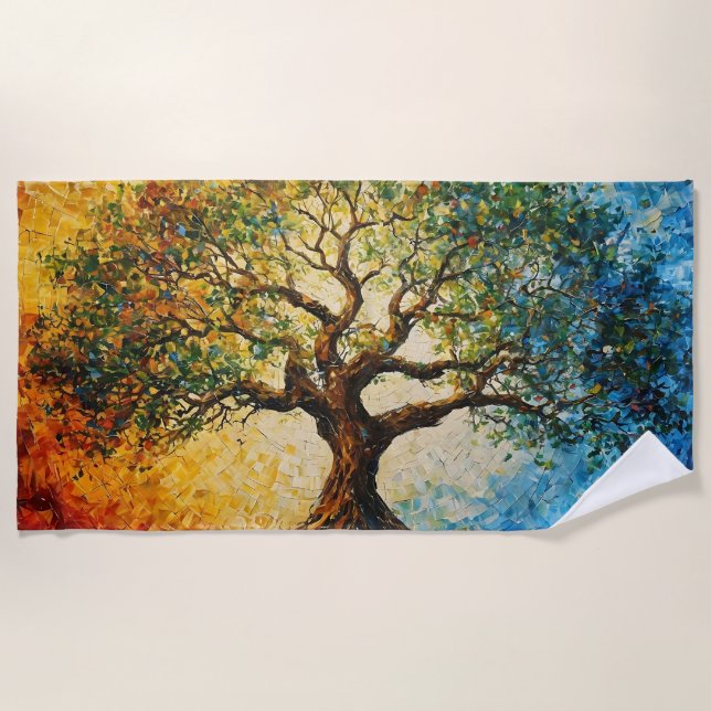 Serviette De Plage Arbre de connaissances - Peinture à l'huile (Devant)
