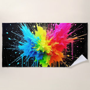 Serviette De Plage Arbre en poudre arc-en-ciel