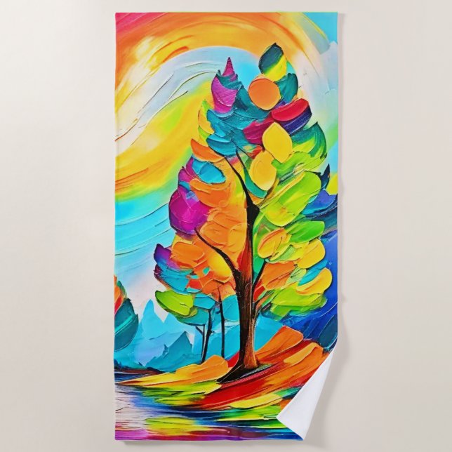 Serviette De Plage Arbres arc-en-ciel : Forêt vive (Devant)