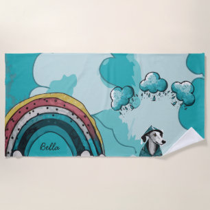 Serviette De Plage Arc-en-ciel et chien