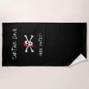 Serviette De Plage ARRR Matey Personalized Pirate Beach Towne Noir