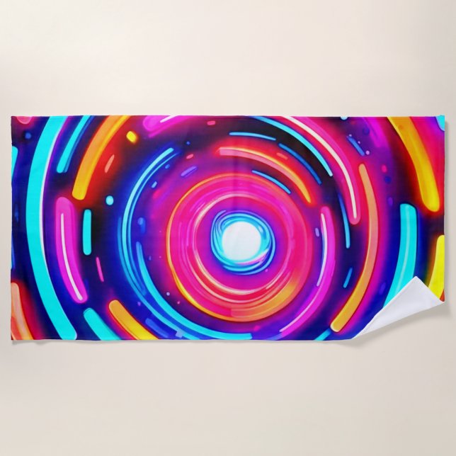 Serviette De Plage Art de lumière en spirale néon (Devant)