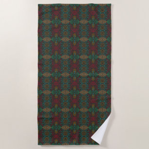 Serviette De Plage Art de motif géométrique linéaire amérindien aztèq