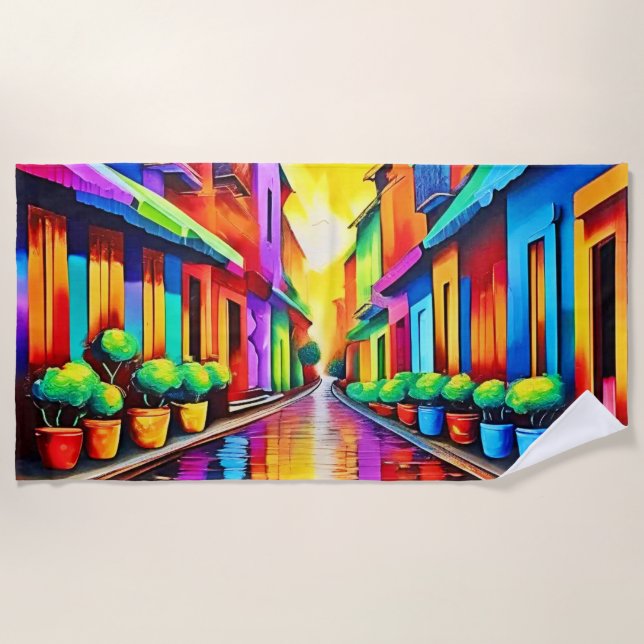 Serviette De Plage Art de rue coloré (Devant)