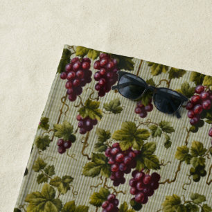 Serviette De Plage Art de vigne de campagne français rustique de vign