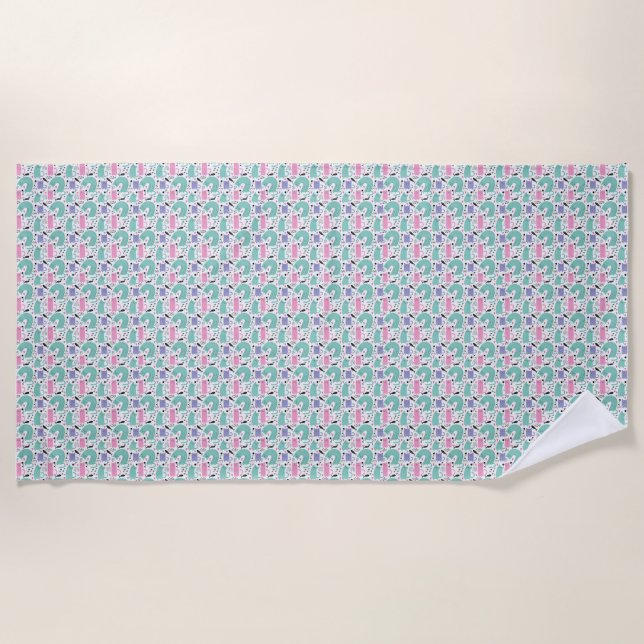 Serviette De Plage Art du chat | Cute Cat Rainbows (Devant)