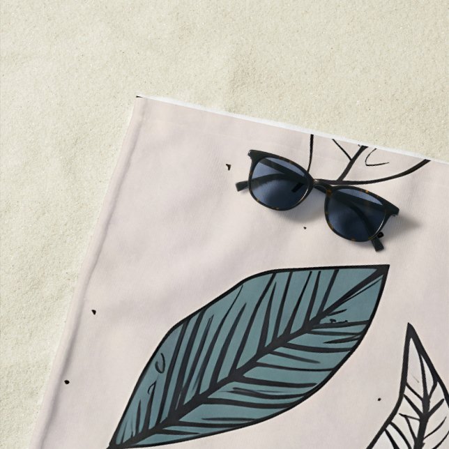 Serviette De Plage Art feuille Boho (En situation)