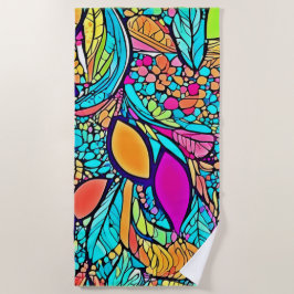 Serviette De Plage Art floral abstrait coloré