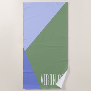 Serviette De Plage Art géométrique vert mignon et violet Personnalisé