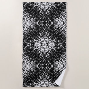 Serviette De Plage Art Moderne Abstrait Hypnotique Noir Et Blanc