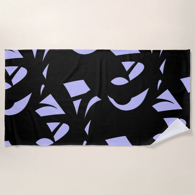 Serviette De Plage Art moderne magnifique Noir et Lavande (Devant)