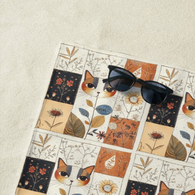 Serviette De Plage Artistique Mi-Siècle Moderne Cute Chats (En situation)