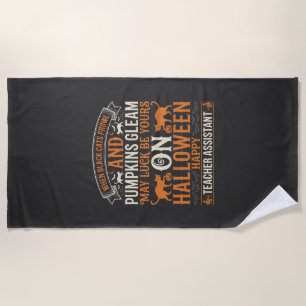 Serviette De Plage Assistant d'enseignant Halloween chats noirs et ci